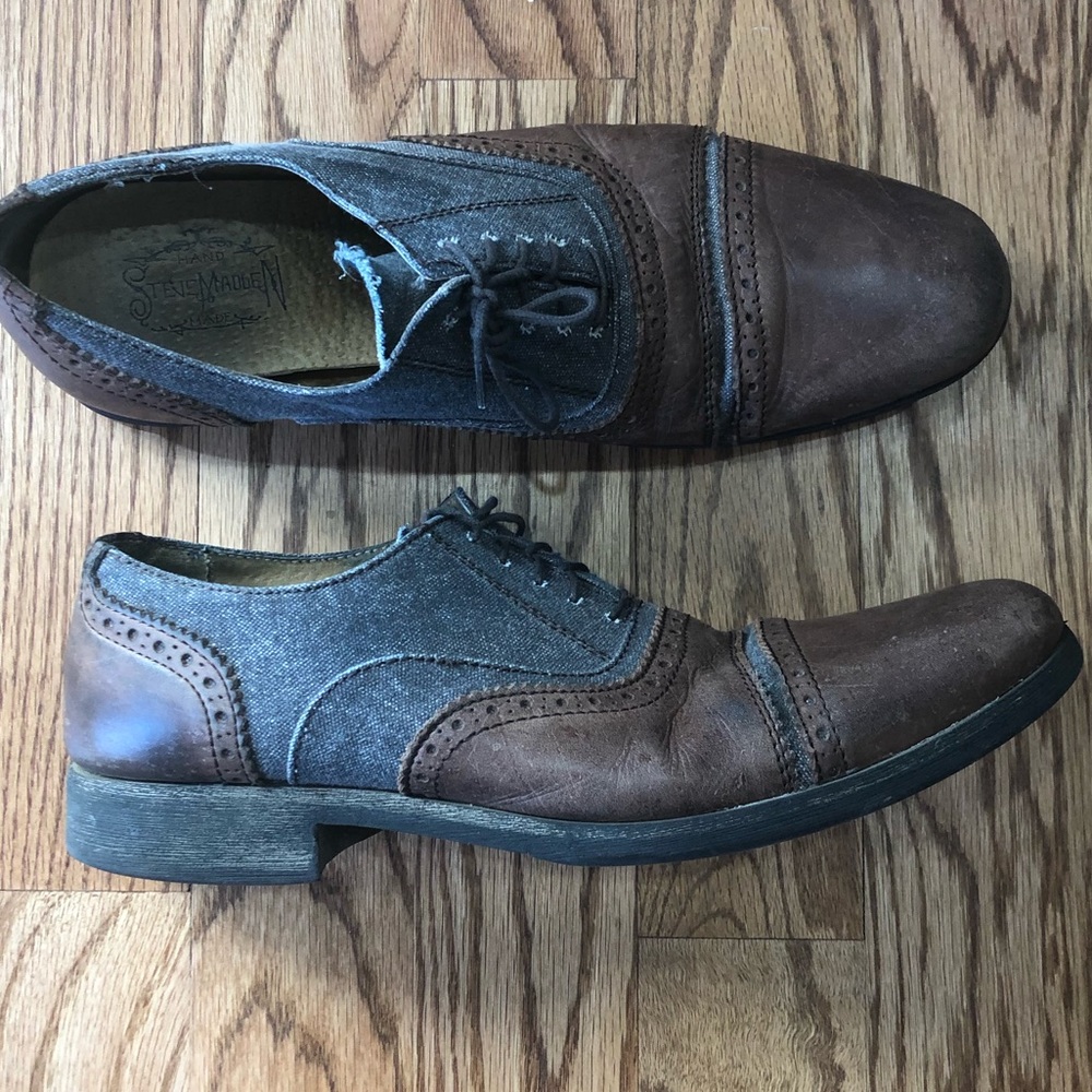 Steve Madden “Hand Made” Leather & Canvas Wingtip